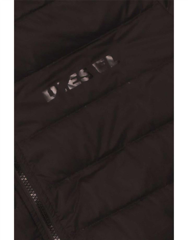 Diesel Mens Hooded Padded Jacket UK 42 XL Black Polyester