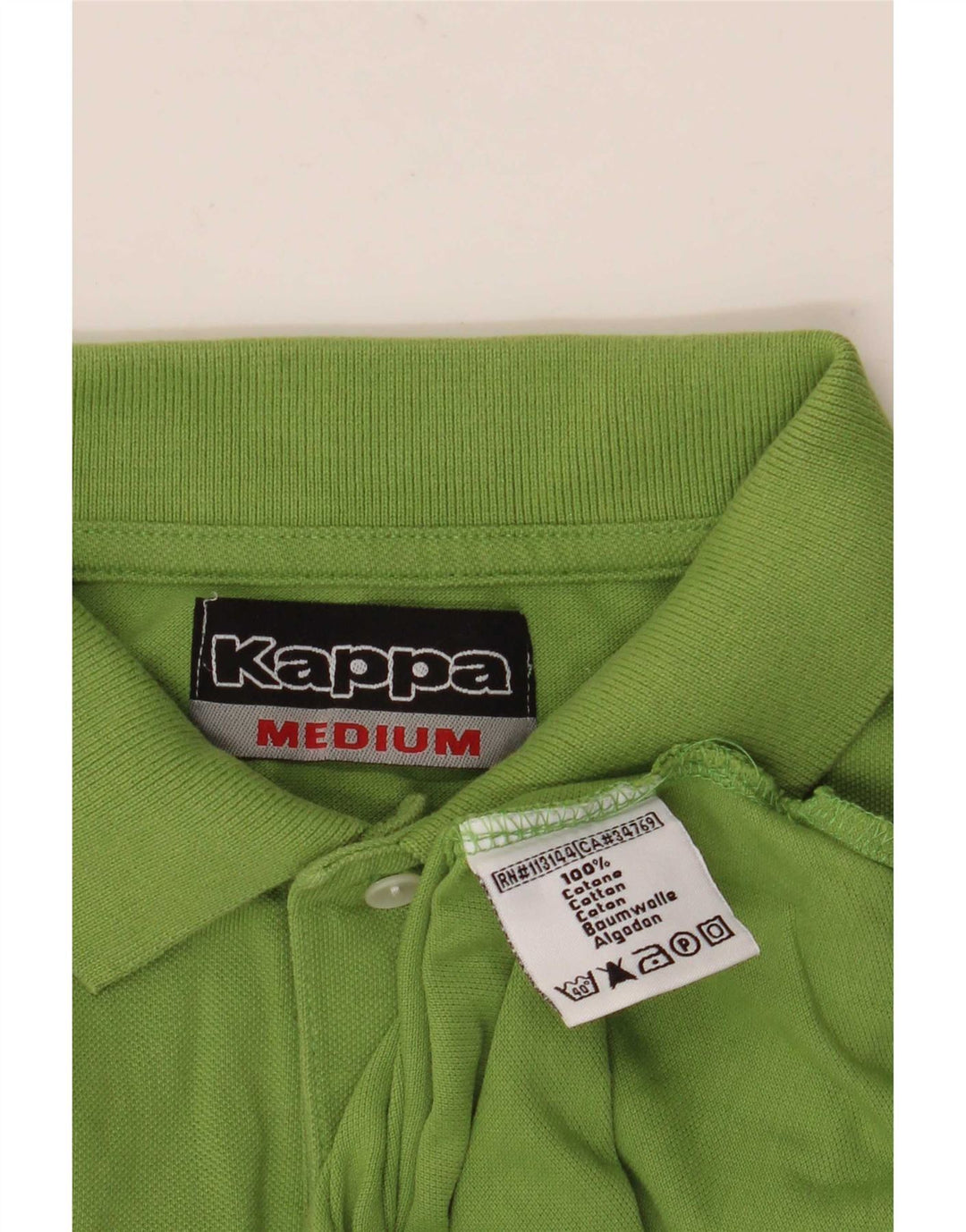 Kappa Mens Long Sleeve Polo Shirt Medium Green Cotton