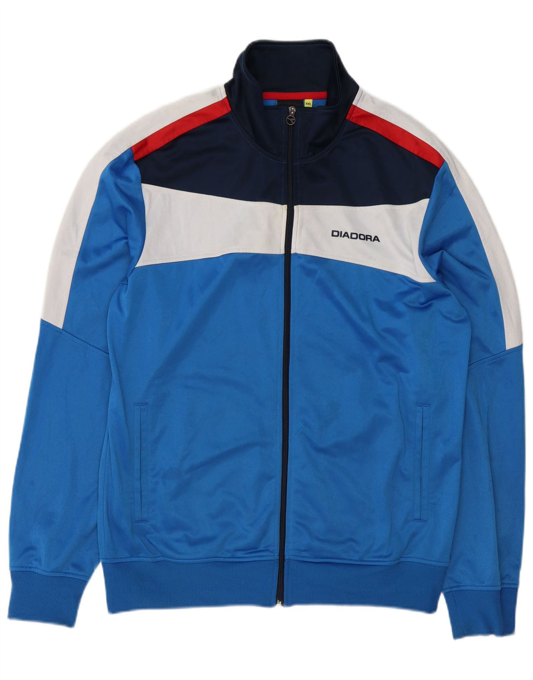 Diadora Mens Tracksuit Top Jacket 2XL Blue Colourblock Polyester