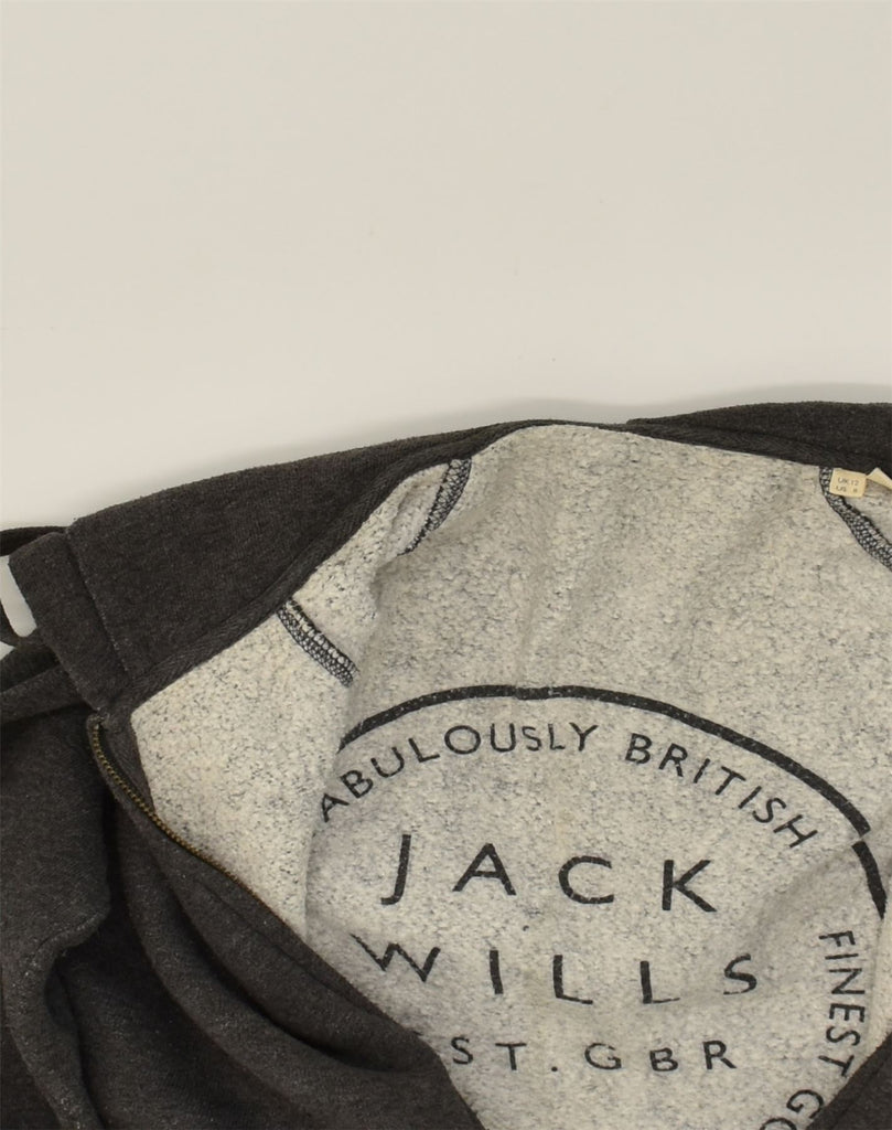 JACK WILLS Womens Zip Hoodie Sweater UK 12 Medium  Grey Polyester | Vintage Jack Wills | Thrift | Second-Hand Jack Wills | Used Clothing | Messina Hembry 