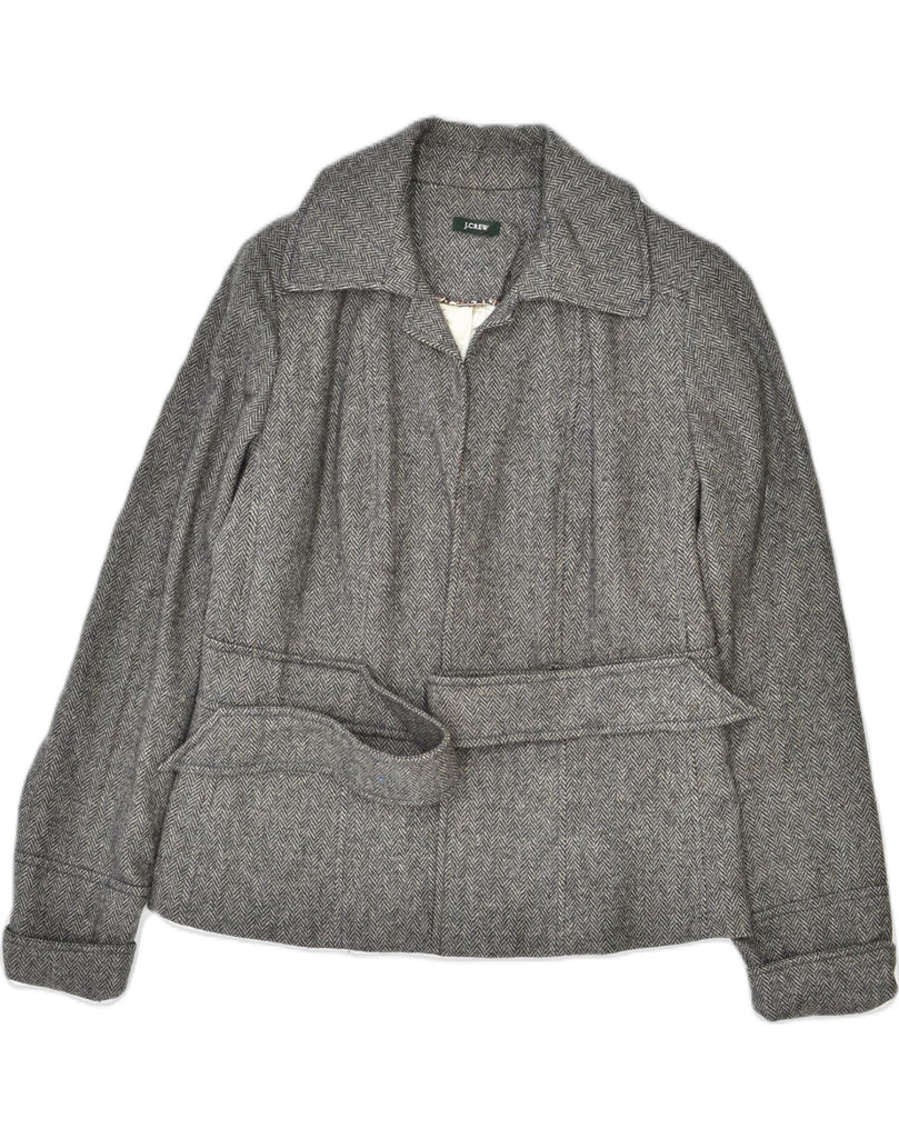 J. CREW Womens Overcoat UK 8 Small Grey Herringbone | Vintage | Thrift | Second-Hand | Used Clothing | Messina Hembry 