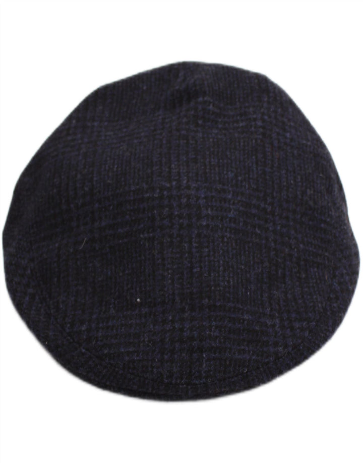 Roderick Charles Mens Flat Cap XL Navy Blue Check Wool Classic