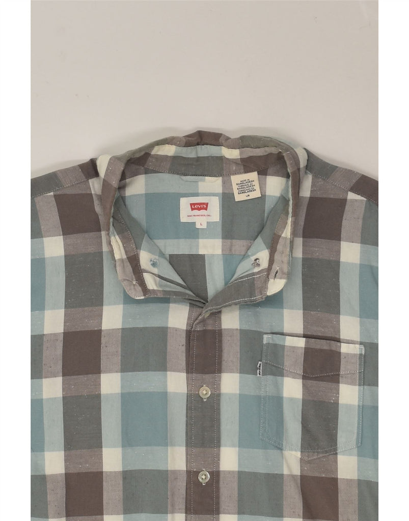 LEVI'S Womens Shirt UK 14 Large Blue Check Cotton | Vintage Levi's | Thrift | Second-Hand Levi's | Used Clothing | Messina Hembry 