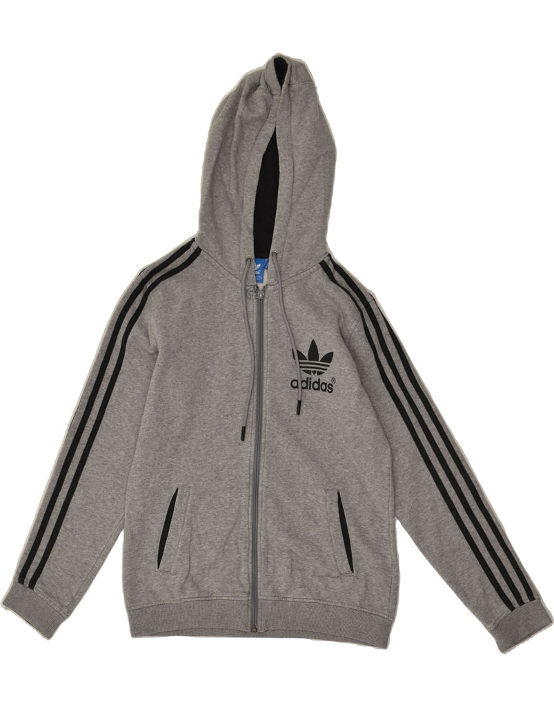 ADIDAS Womens Graphic Zip Hoodie Sweater UK 8 Small Grey | Vintage Adidas | Thrift | Second-Hand Adidas | Used Clothing | Messina Hembry 