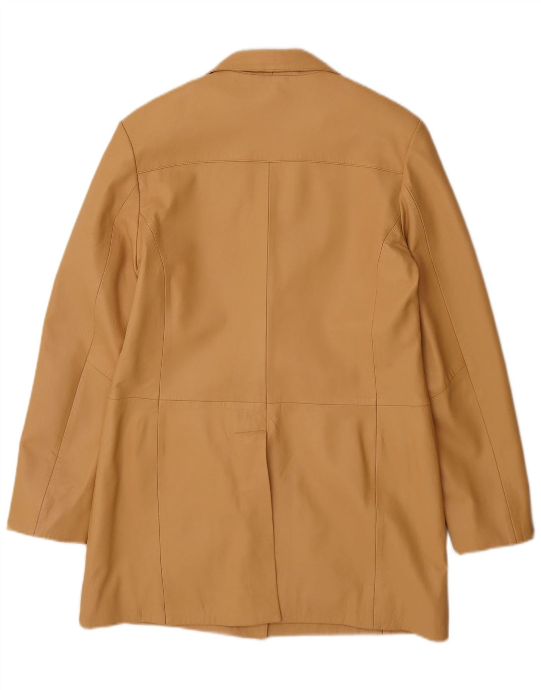 Vintage Womens Leather Coat UK 14 Large Beige Leather