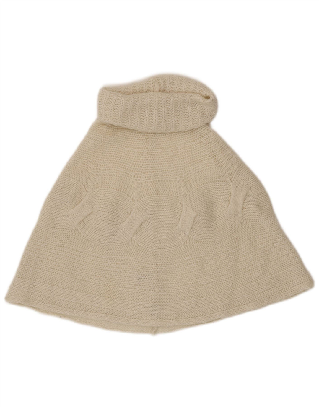 VINTAGE Womens Poncho Jumper One Size White Acrylic