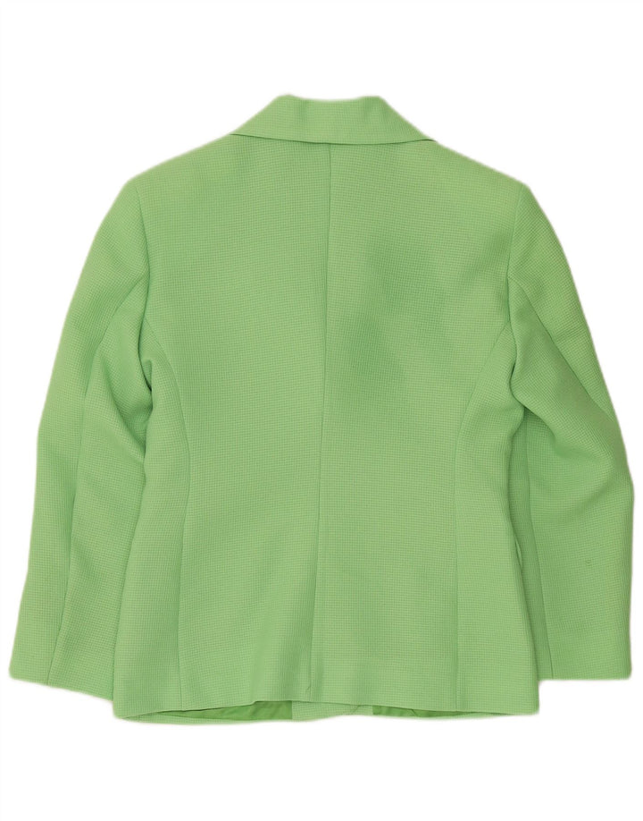 Mirella Mori Womens 3 Button Blazer Jacket UK 14 Medium Green Cotton