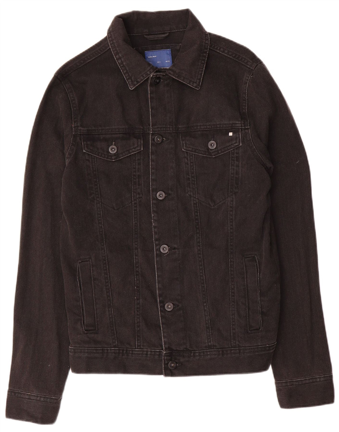 Zara Mens Denim Jacket UK 36 Small Black