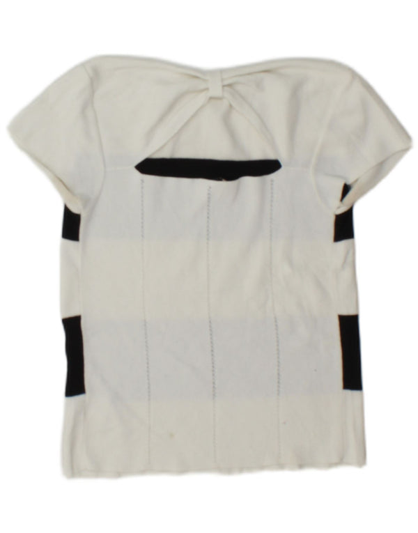 Emporio Armani Womens Crop Off Shoulder Top IT 42 Medium White Striped