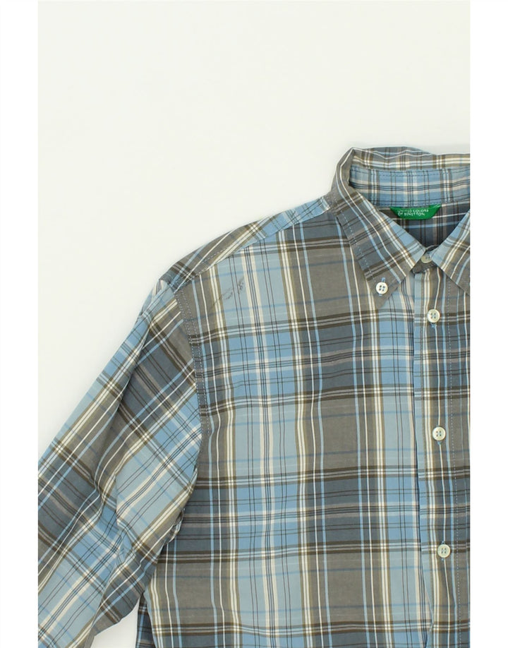 BENETTON Boys Shirt 7-8 Years Medium  Blue Check Cotton Vintage Benetton and Second-Hand Benetton from Messina Hembry 