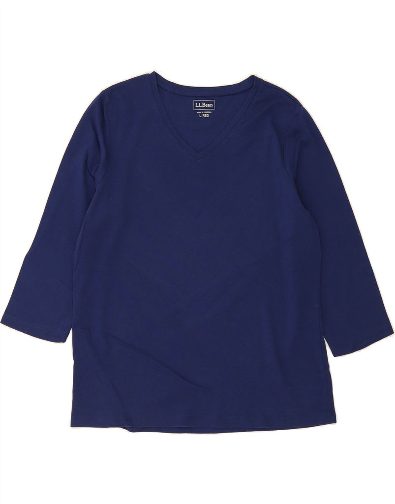 L.L.BEAN Womens Top 3/4 Sleeve UK 16 Large Navy Blue Cotton Vintage L.L.Bean and Second-Hand L.L.Bean from Messina Hembry 