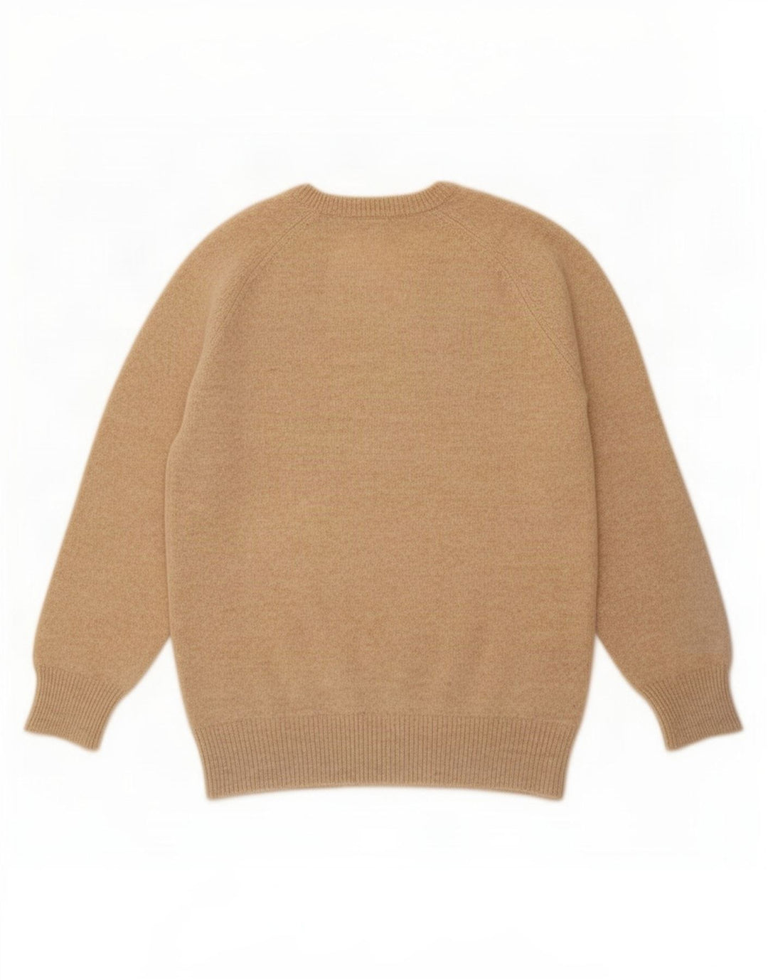 Vintage Mens V-Neck Jumper Sweater Medium Beige Geometric Wool