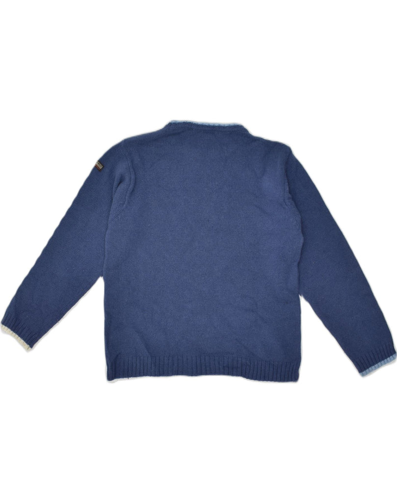 NAPAPIJRI Boys Graphic Crew Neck Jumper Sweater 9-10 Years Blue Wool | Vintage Napapijri | Thrift | Second-Hand Napapijri | Used Clothing | Messina Hembry 