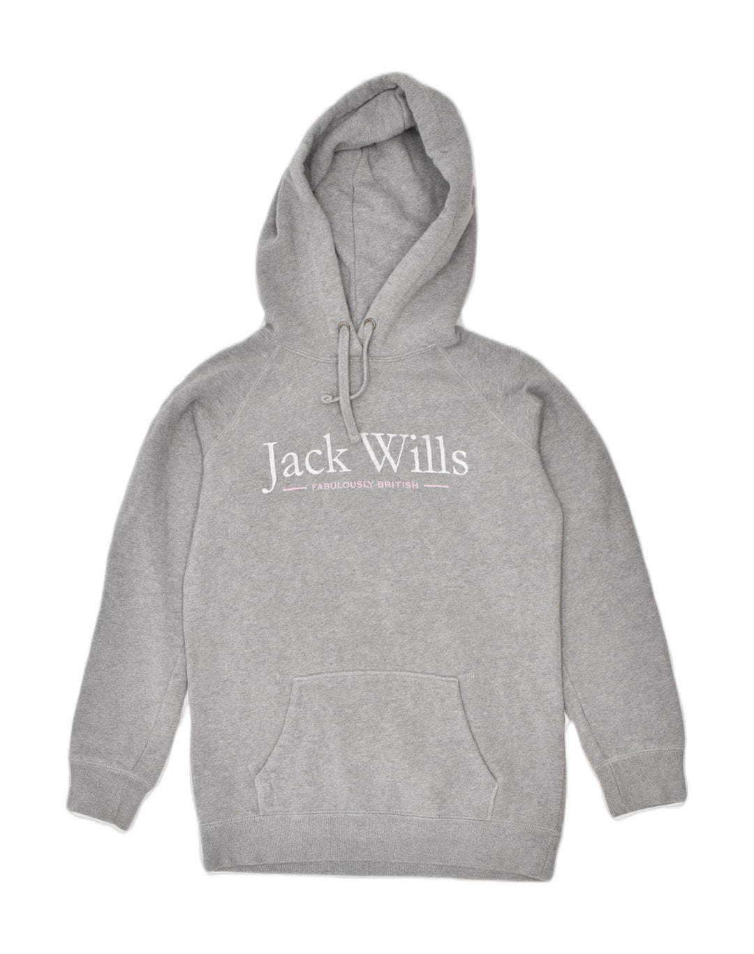 JACK WILLS Womens Oversized Graphic Hoodie Jumper UK 6 XS Grey Cotton | Vintage | Thrift | Second-Hand | Used Clothing | Messina Hembry 