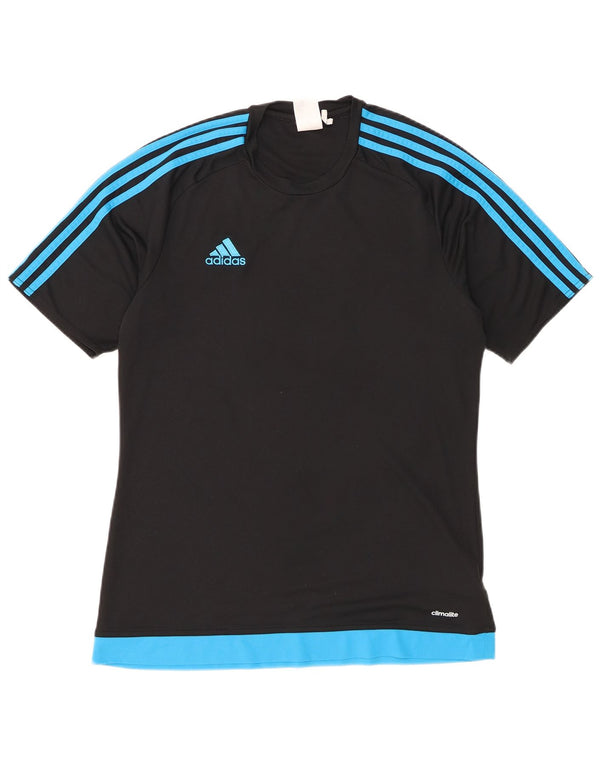 Adidas Mens Climalite T-Shirt Top Medium Black Colourblock Polyester