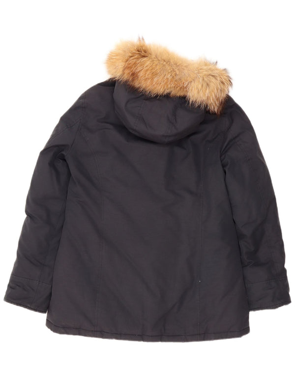 Champion Womens Hooded Padded Jacket UK 14 Medium Navy Blue