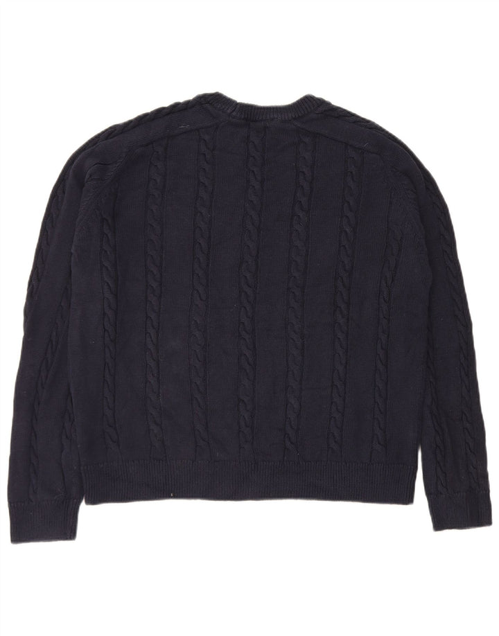 Zara Mens Crew Neck Jumper Sweater Small Navy Blue Cotton