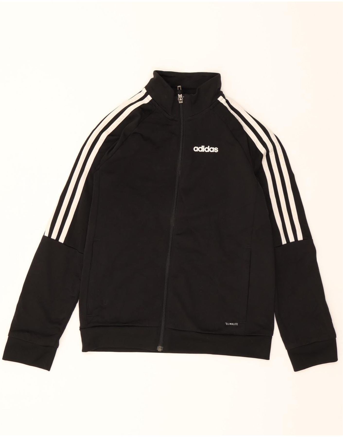 ADIDAS Chicos Climalite Chándal Top Chaqueta 9-10 Años Negro Poliéster
