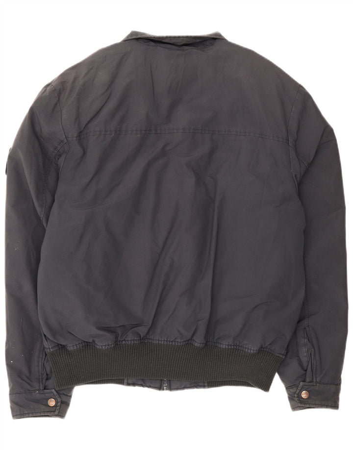 Refrigue Mens Bomber Jacket UK 42 XL Navy Blue Cotton
