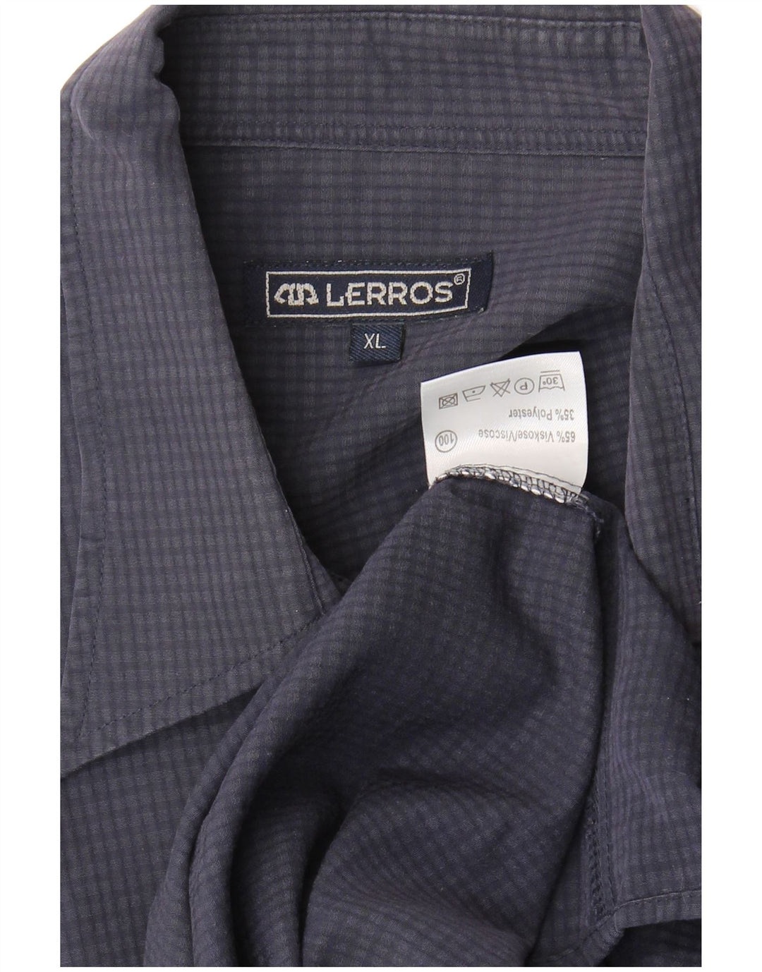 LERROS Mens Shirt XL Navy Blue Check Viscose