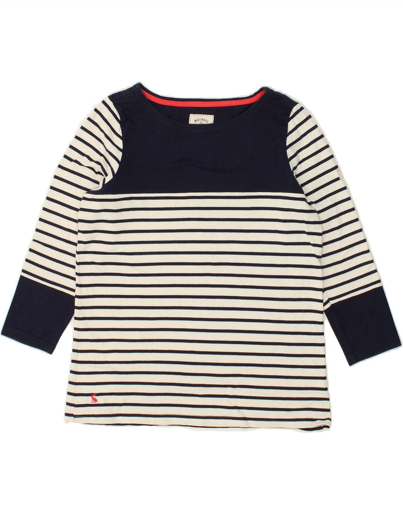 JOULES Womens Top 3/4 Sleeve UK 12 Medium Navy Blue Striped Cotton | Vintage Joules | Thrift | Second-Hand Joules | Used Clothing | Messina Hembry 