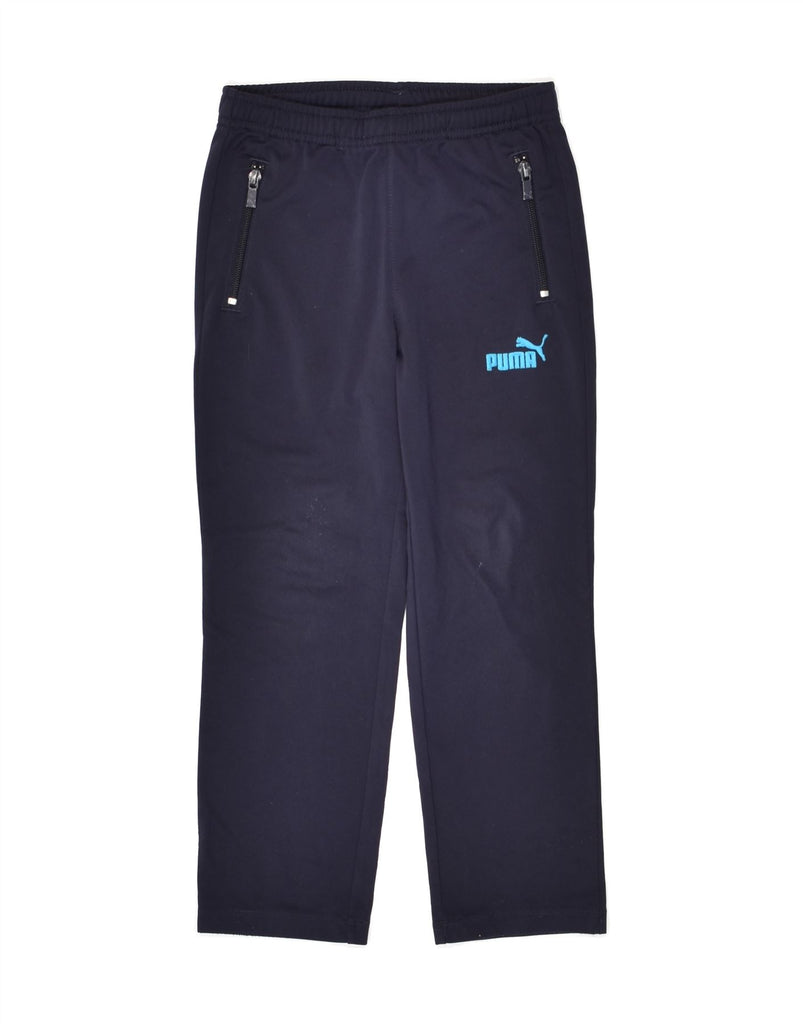 PUMA Boys Graphic Tracksuit Trousers 5-6 Years Navy Blue Polyester | Vintage Puma | Thrift | Second-Hand Puma | Used Clothing | Messina Hembry 