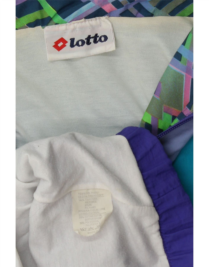 LOTTO Mens Tracksuit Top Jacket Large Purple Colourblock Polyamide