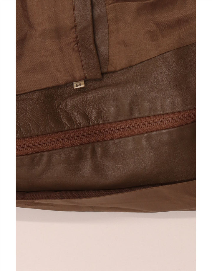 VINTAGE Mens Leather Jacket IT 54 2XL Brown