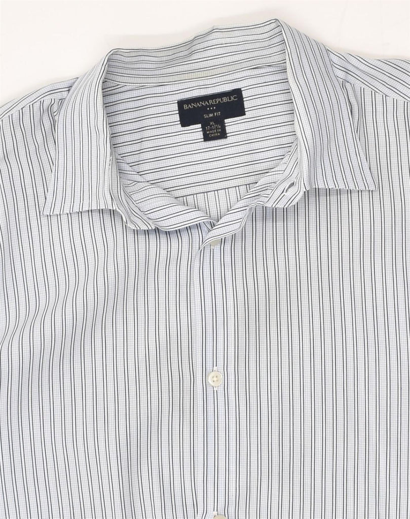 BANANA REPUBLIC Mens Slim Fit Shirt Size 17 17 1/2 XL  Blue Striped Cotton | Vintage Banana Republic | Thrift | Second-Hand Banana Republic | Used Clothing | Messina Hembry 