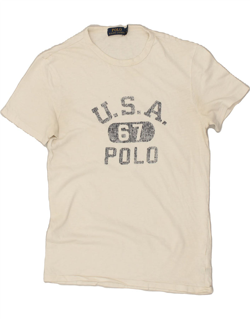 POLO RALPH LAUREN Boys Graphic T-Shirt Top 14-15 Years Small Off White | Vintage Polo Ralph Lauren | Thrift | Second-Hand Polo Ralph Lauren | Used Clothing | Messina Hembry 