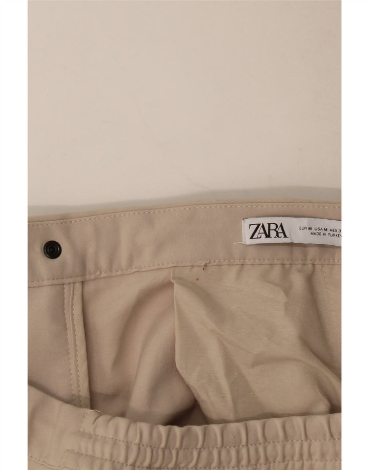 ZARA Mens Joggers Chino Trousers Medium W32 L28 Beige Polyester