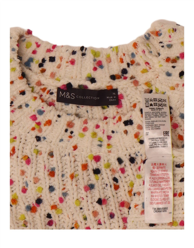 MARKS & SPENCER Womens Crew Neck Jumper Sweater UK 18 XL Beige Flecked Vintage Marks & Spencer and Second-Hand Marks & Spencer from Messina Hembry 