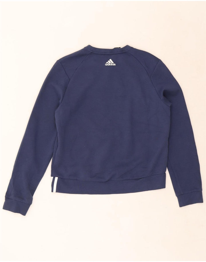 Adidas Womens Sweatshirt Jumper UK 12/14 Medium Navy Blue Cotton