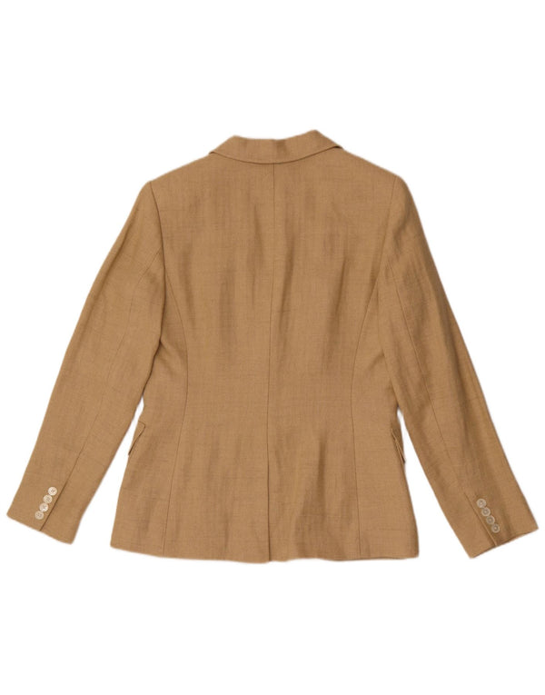 Ralph Lauren Womens 2 Button Blazer Jacket US 8 Medium Beige Herringbone