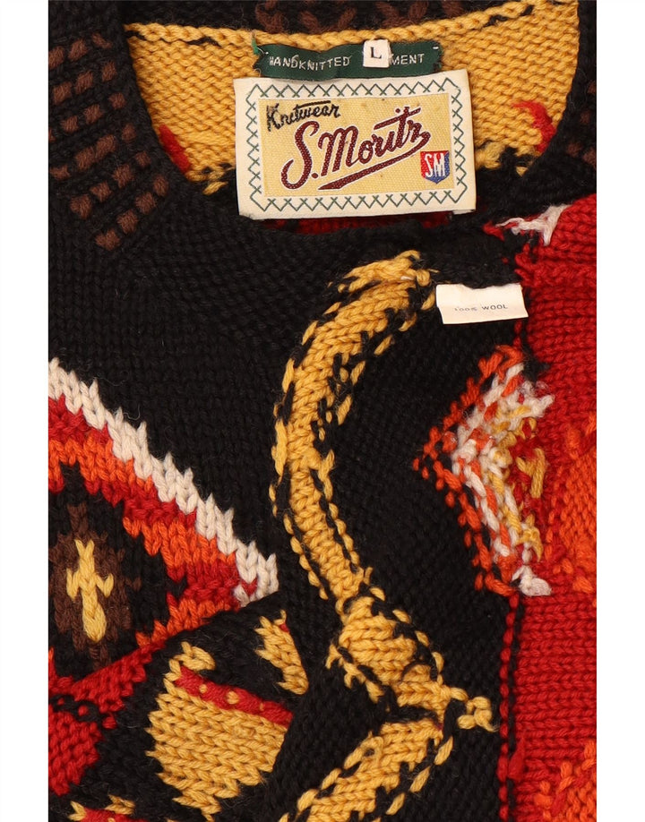 S.MORITZ Womens Cardigan Sweater UK 16 Large Multicoloured Geometric