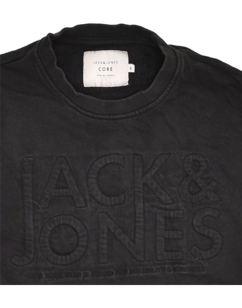 JACK & JONES Mens Graphic Sweatshirt Jumper Medium Black Cotton | Vintage Jack & Jones | Thrift | Second-Hand Jack & Jones | Used Clothing | Messina Hembry 