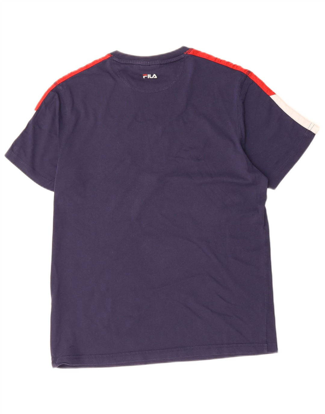 FILA Mens Graphic T-Shirt Top Medium Navy Blue Colourblock Cotton