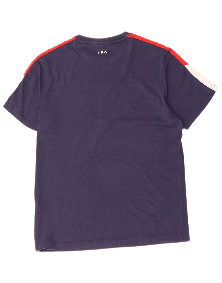 FILA Mens Graphic T-Shirt Top Medium Navy Blue Colourblock Cotton