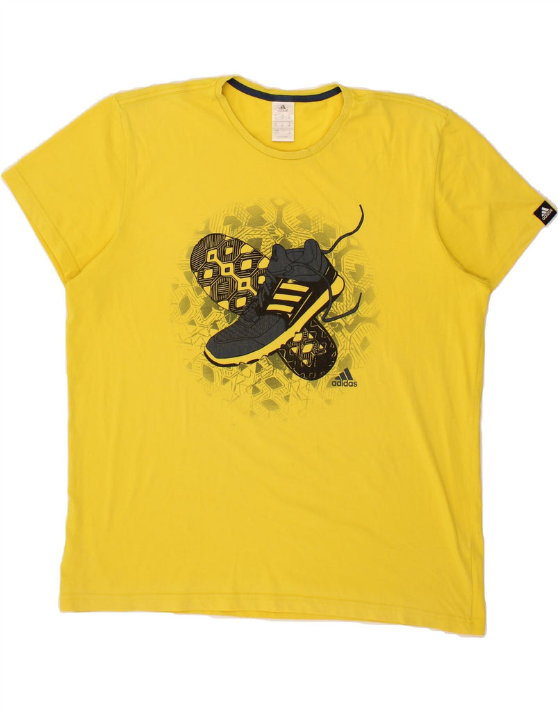 ADIDAS Mens Graphic T-Shirt Top XL Yellow Vintage Adidas and Second-Hand Adidas from Messina Hembry 
