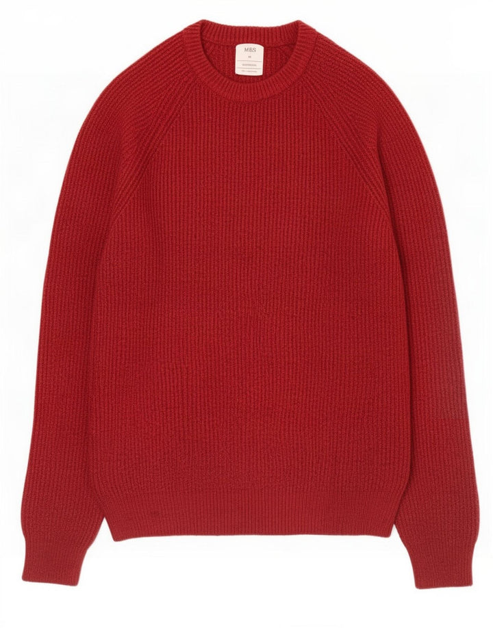 Marks & Spencer Mens Crew Neck Jumper Sweater Medium Red Polyamide