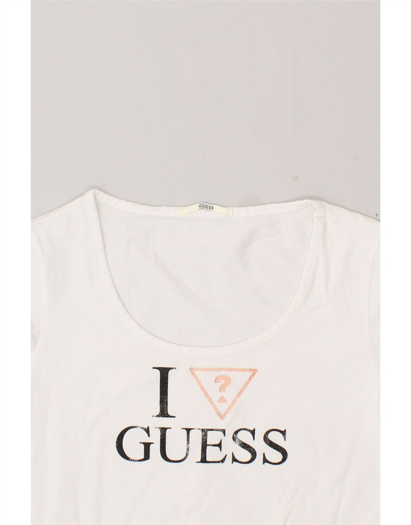 GUESS Womens Graphic T-Shirt Top UK 8 Small White | Vintage Guess | Thrift | Second-Hand Guess | Used Clothing | Messina Hembry 