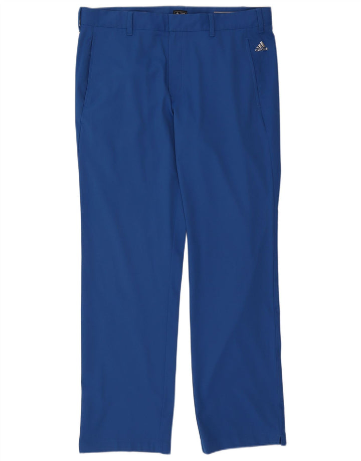 Adidas Mens Straight Chino Trousers W36 L32 Blue Polyester