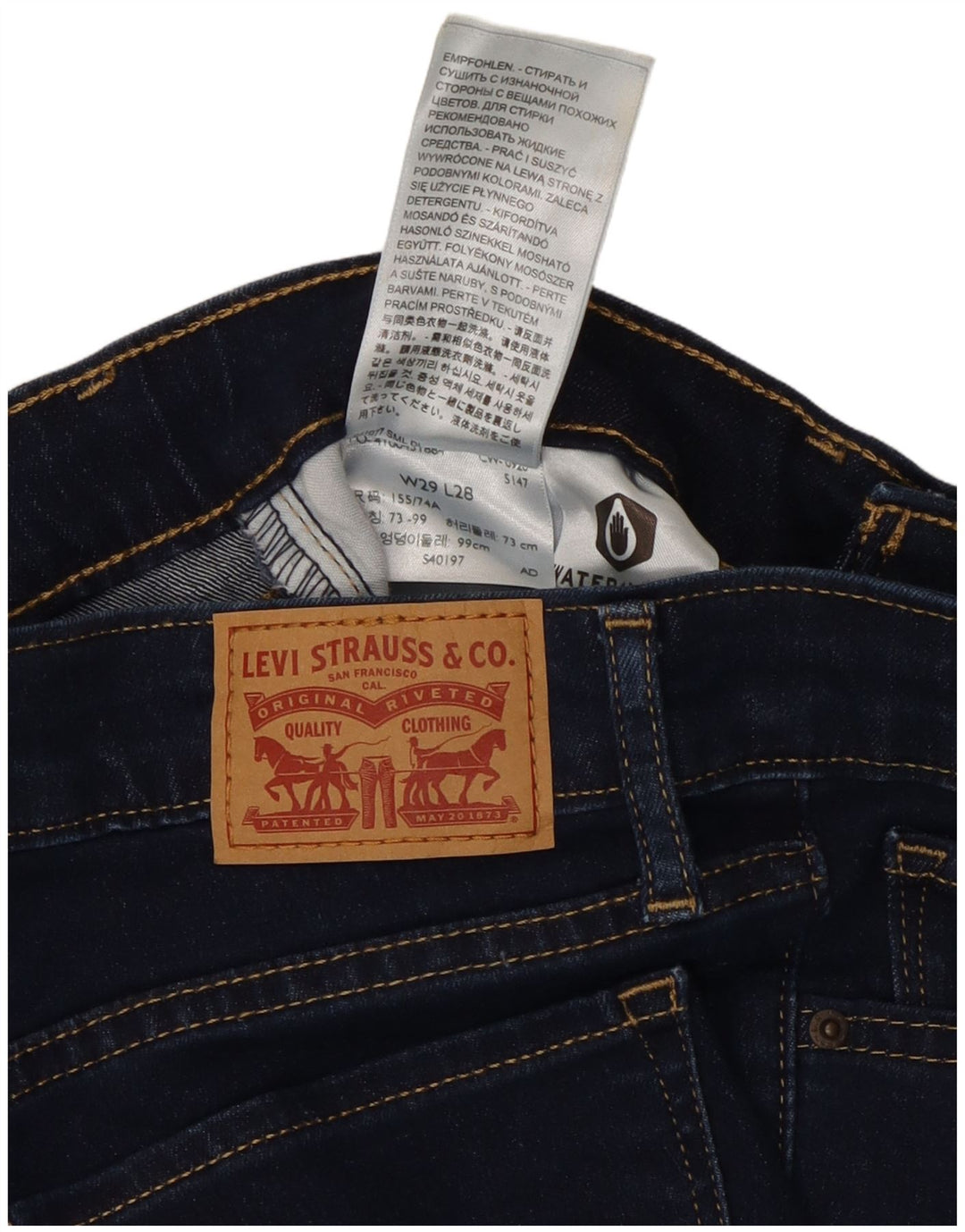 LEVI'S Womens 711 Skinny Jeans W29 L28 Navy Blue Cotton