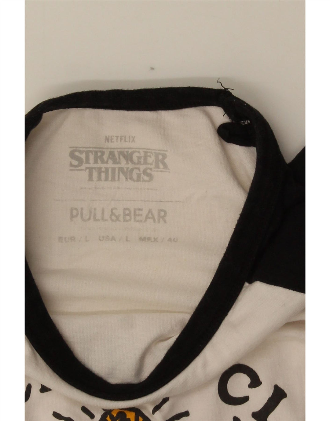 Pull & Bear Mens Graphic T-Shirt Top Large White Colourblock Cotton