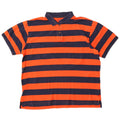 Izod Mens Polo Shirt XL Orange Striped Cotton