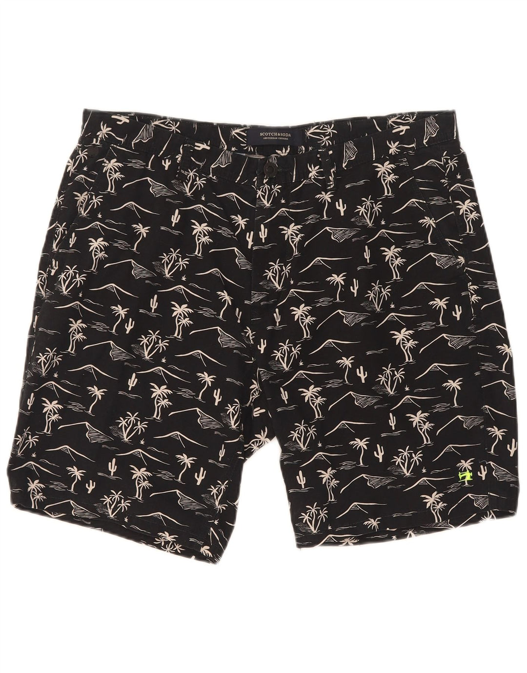 Scotch & Soda Mens Abstract Pattern Chino Shorts W32 Medium Black Hawaiian