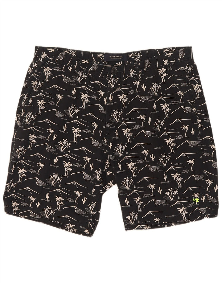 Scotch & Soda Mens Abstract Pattern Chino Shorts W32 Medium Black Hawaiian