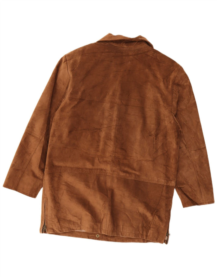 Sauria  Womens Suede Overcoat EU 44 XL Brown Leather