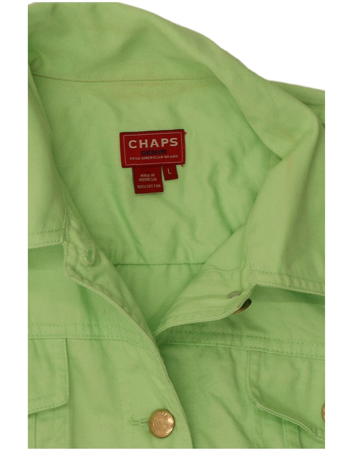 Chaps Womens 3/4 Sleeve Denim Jacket UK 16 Large Green Cotton