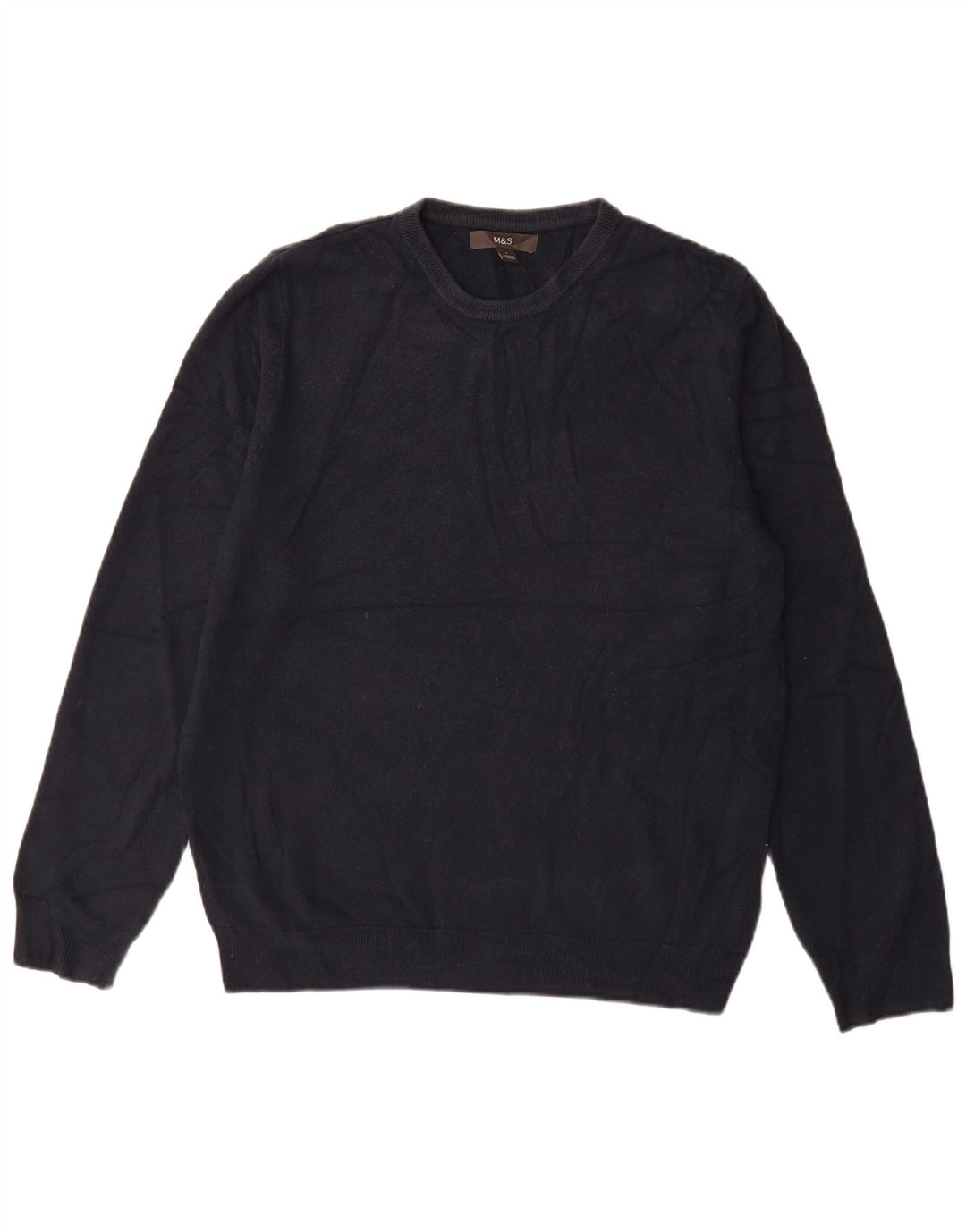 Marks & Spencer Mens Crew Neck Jumper Sweater Large Navy Blue Acrylic